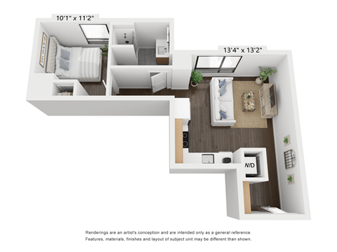 D2 Floor Plan at The Indie, Boston  
